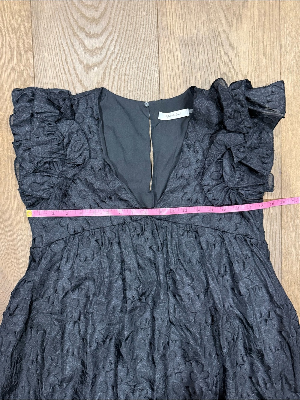 Mustard Seed Black Floral Lace Ruffle Sleeve Babydoll Romper - Picture 7 of 8